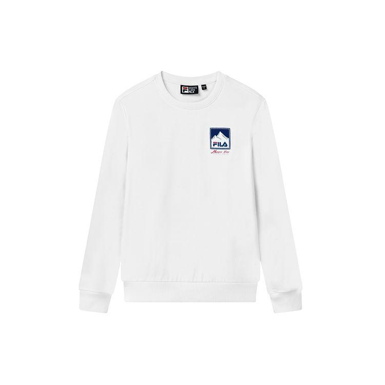 

Fila Snow Mountain Embroidered Logo Letter Print Sports Crew Neck Sweatshirt Women sweatshirt Standard-White F11W138206F-WT M