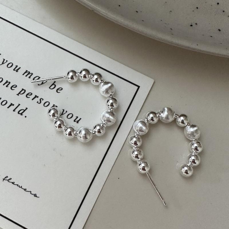 925 Sterling Silver Vintage Earrings For Women Trendy Simple Mini Beads Earring Jewelry Prevent Allergy Party Accessories Gift