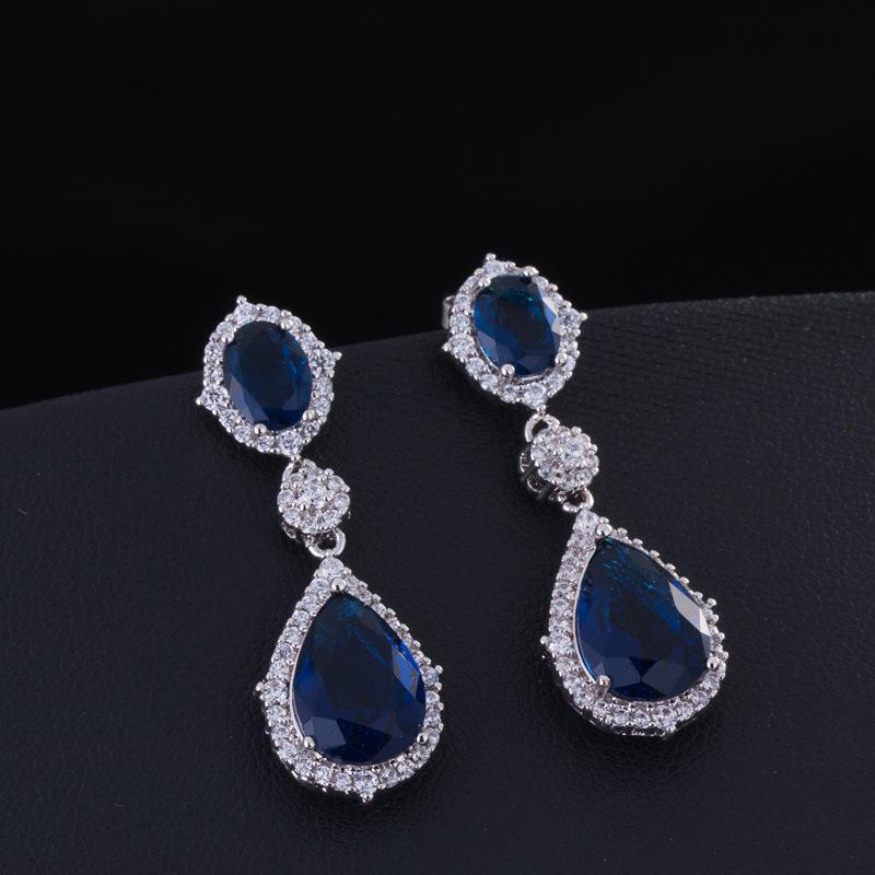 Серьги-пусеты с цирконами в корейском стиле - Модные и изысканные украшения королевский синий