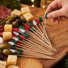 100 Stück Cocktailspieße, Weihnachtsbaumspitze Dekoration, Einweg-Bambusspieße, für Vorspeisen, Obst, Kuchen Dekoration