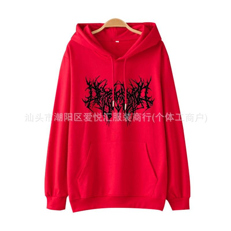 Oversized Gothic Hoodie Women Long Sleeve Loose Fit Streetwear Cotton Blend Pullover Sweatshirt