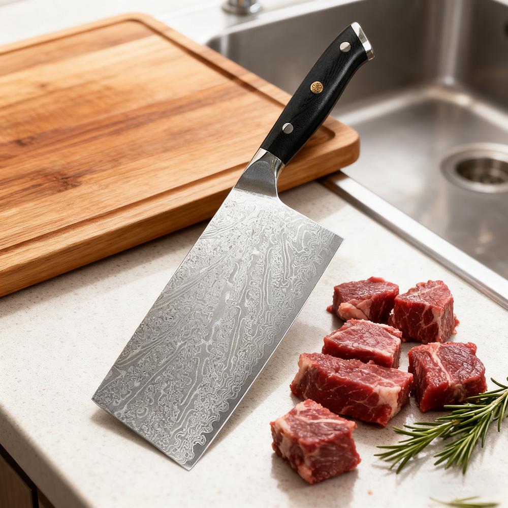 7.3 Inch Chinese Chef Knife 67-layers Damascus Steel 10Cr15CoMov Blade Cleaver Meat Slicing Vegetables Kitchen Knives G10 Handle