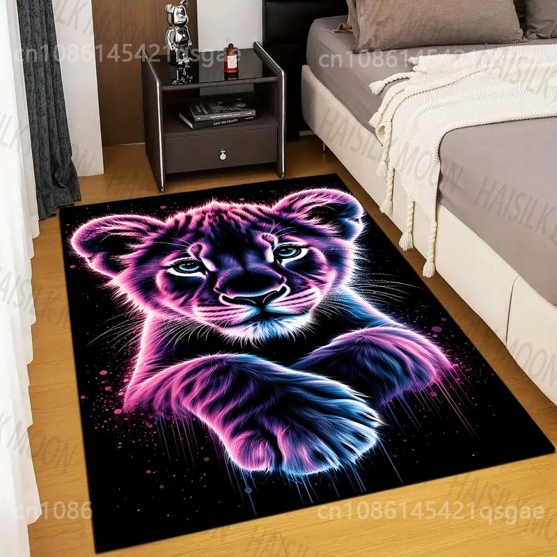 

Neon Tiger Art Carpet for Living Room Bedroom Sofa Creative Doormat Home Decor Area Rugged Non-slip Mat Luxury Gift 40x60cm