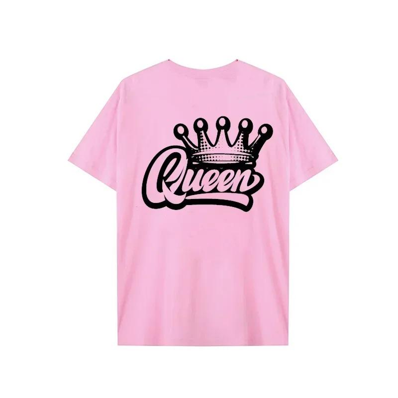 King Queen Crown Print Couple TShirts Harajuku Style Womens Comfortable Tees Summer Tops for Unisex and Women Tshirts