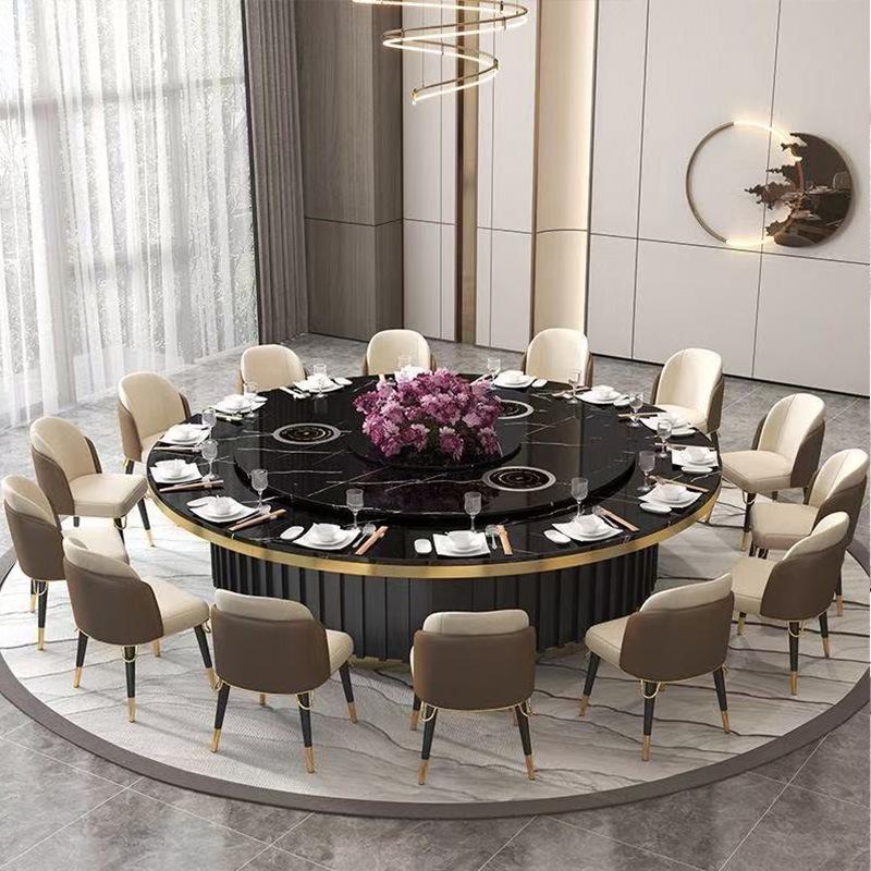 Electric Round Dining Table with 20 Induction Cookers - Perfect for Restaurants, Private Rooms, and Home Hot Pot.