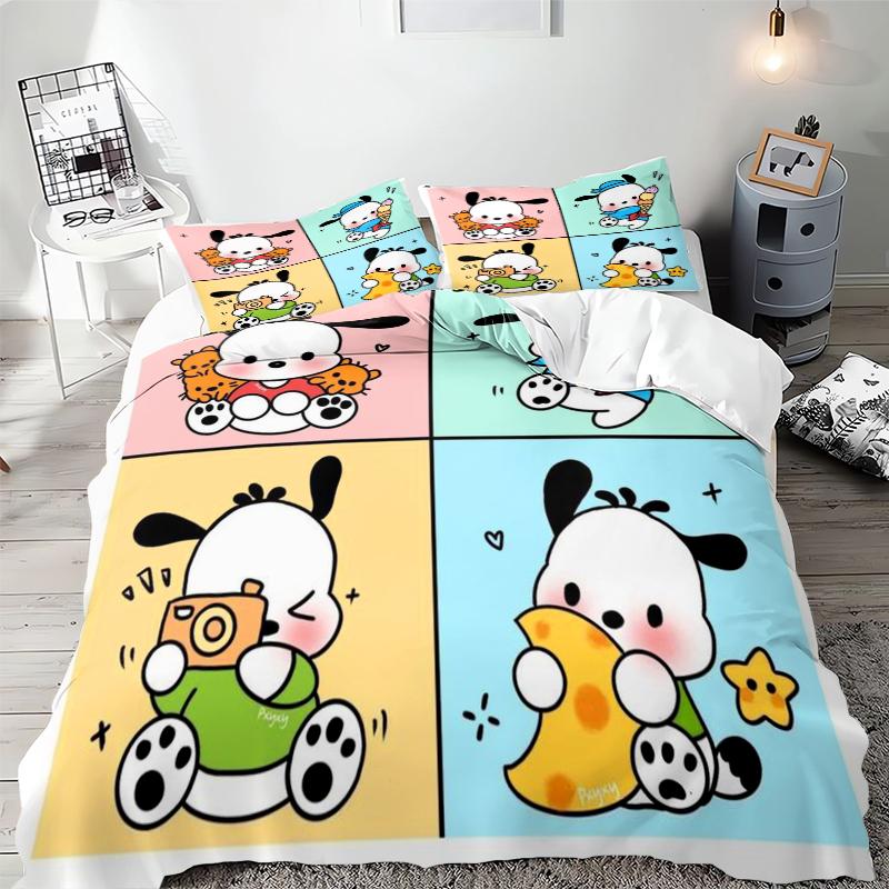 Sanrio Pochacco Bedding Sets Comforter Cover Bed Cover Duvet Cover Pillow Case 2-3 Pieces Sets Kids Bedroom Decoration