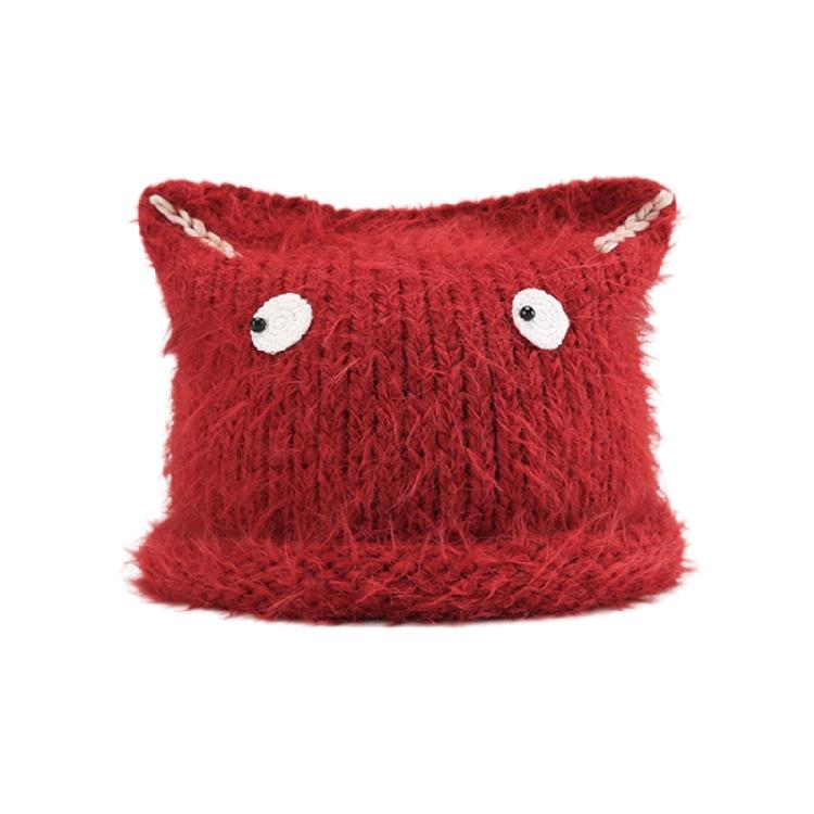 Crochet Cats Ear Hat for Women and Girl Popular Knitted Beanies Hat Soft Pullover Hat for Casual Outdoor Sport Headpiece