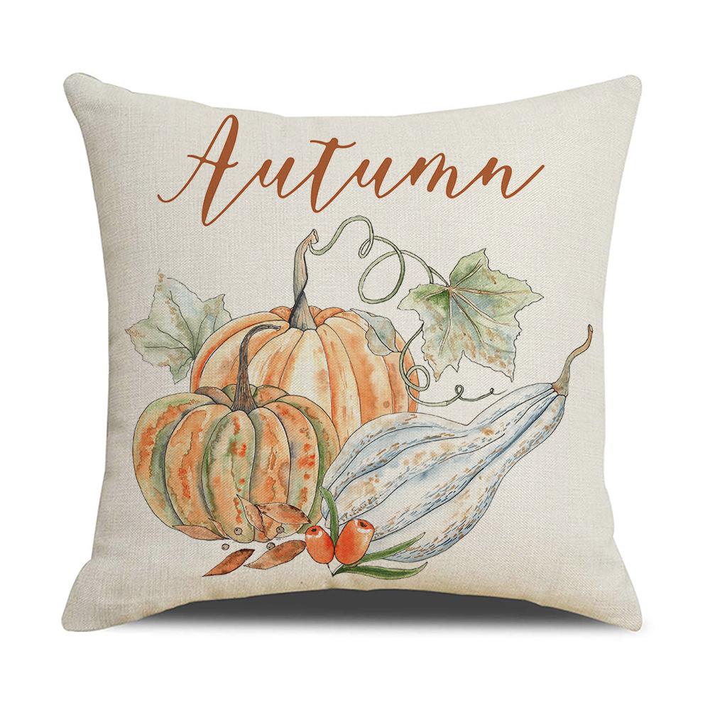 New Pumpkin Maple Leaf Autumn Thanksgiving Pillow Ins Nordic Linen Cushion Cushion Cover Home Products