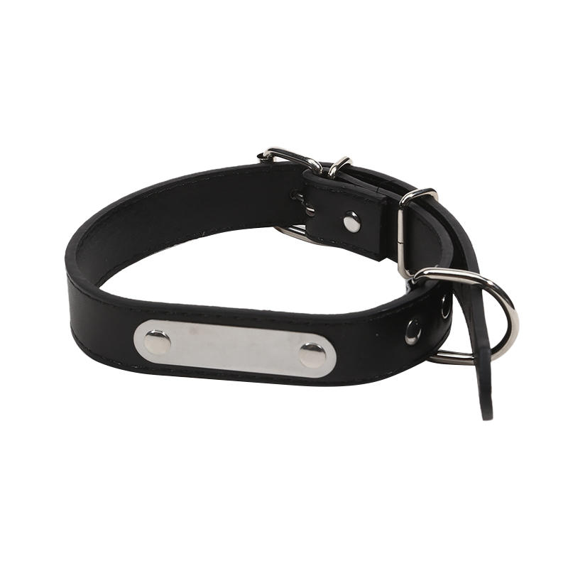 2025 New Hot SaleCarved Dog Collar ID Tag Anti-lost Solid PU Leather For Small Medium Large Dogs Puppy Cat Pet Supplies