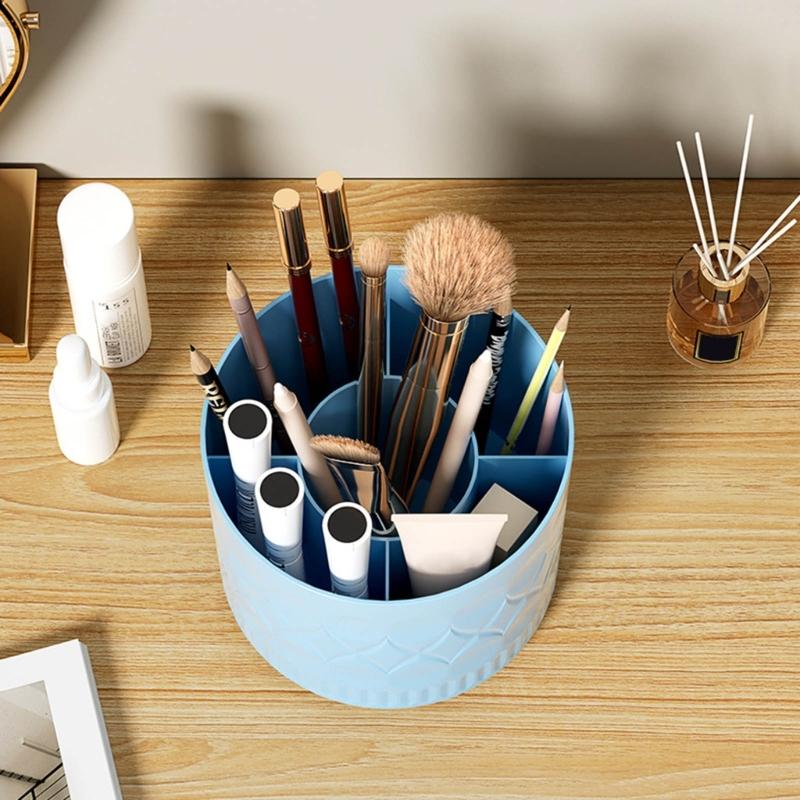 Drillless Cosmetic Brush Holder 360 Degree Rotating Spacious Makeup Organizers Cups For Desk Bathroom Countertop