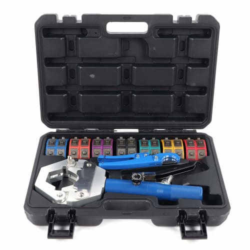 

Hydraulic Hose Crimper, Portable Handheld Hydraulic Hose Crimping Tool for Air Conditioning Repair, 7-Die Set Hydraulic A/C Hose Crimper Kit for BH Ai