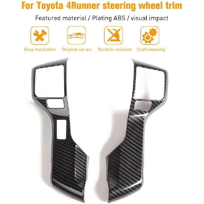 Voodonala for 4runner Steering Wheel Cover Decoration Trim fit Toyota 4runner SUV 2010-2019(Carbon Fiber Grain)