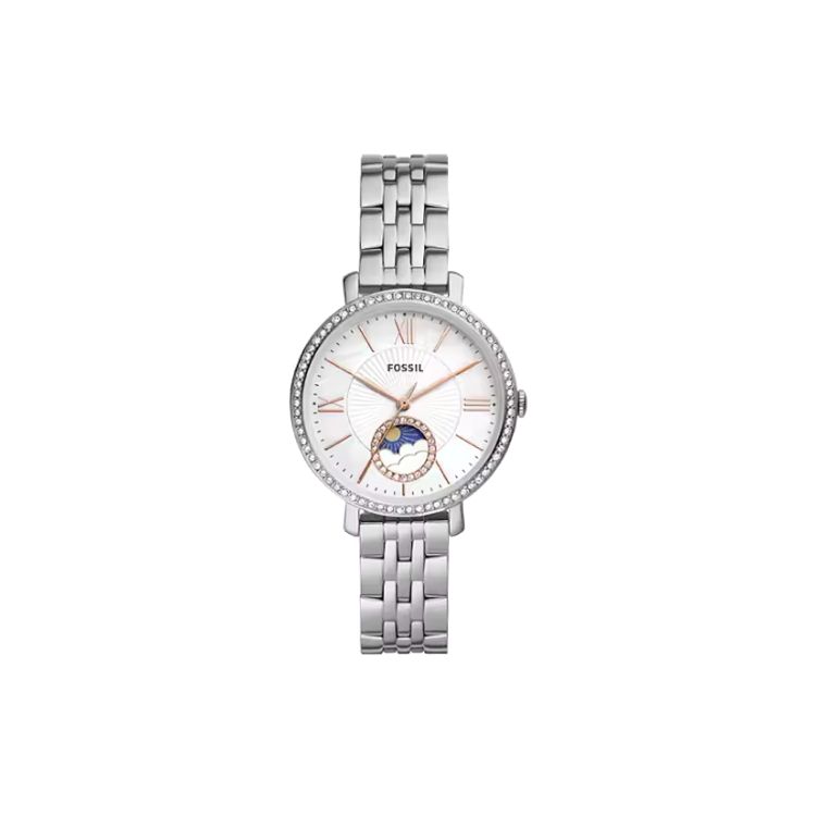Fossil Quartz Watch Stainless Steel Band 36Mm White Dial 30M Water Resistant Women watches ES5164 White Dial