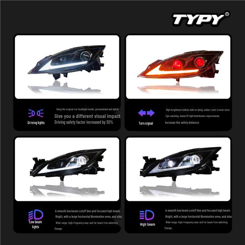 Compatible 09-16 Mazda RUIYI LED Devil Eye Projector Headlight with Flowing Turn Signal