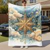 1PC Star CloudOutdoor Flannel Blanket - Soft Plush Decor for Picnics, Camping, Bedroom, Playroom, Office, or Lunch Break 1237A