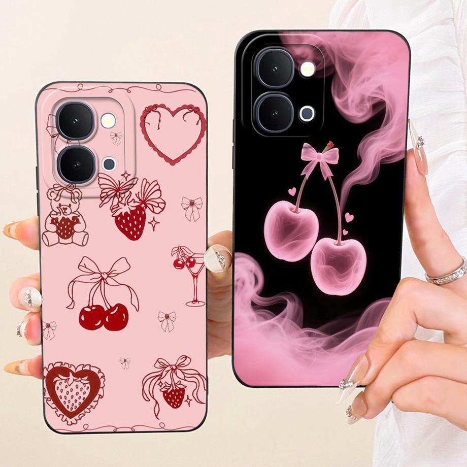 Für Vivo Y31D 4G V2543 Vivo Y51 Pro 5G IQOO Z11X Y500i Handyhülle Florales Mondnacht Schleifenmuster Funda Weiche Matte Silikonhülle