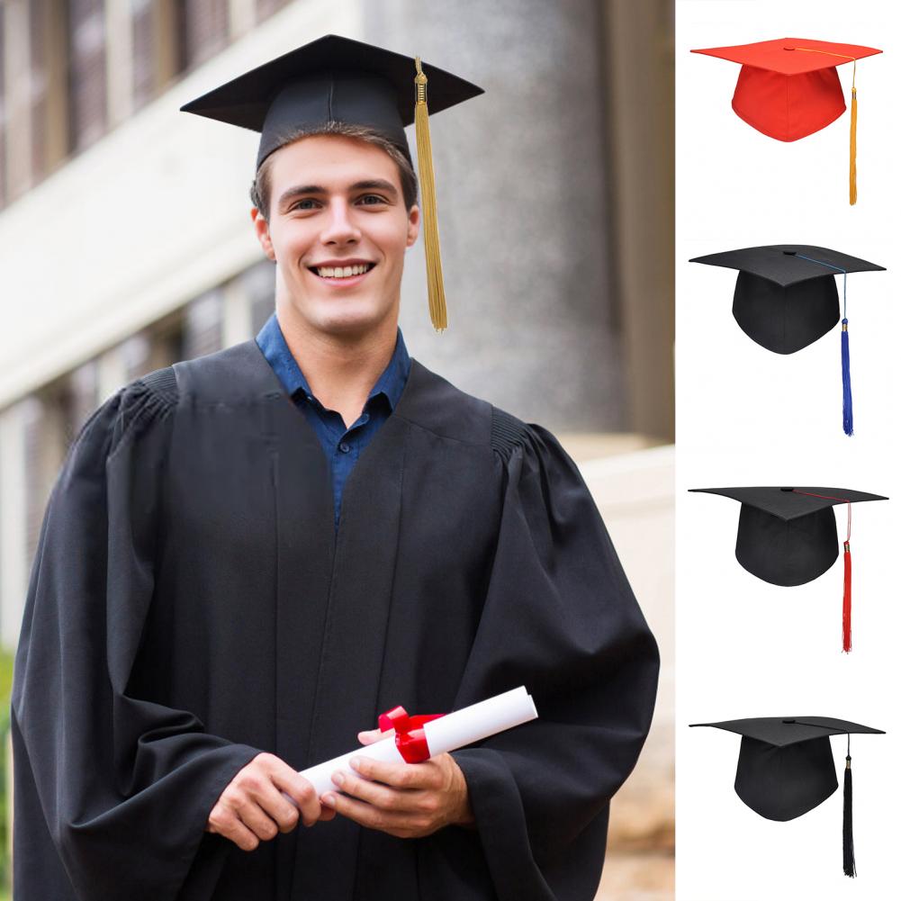 Graduation Cap With Tassel Bachelors Hat With Adjustable Size Elastic Band Graduation Master Degree Graduation Ceremony Hats