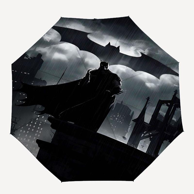 1pc Batman Cityscape Automatic Folding Umbrella - Compact 8-Rib Design, Durable Plastic & Iron1231L