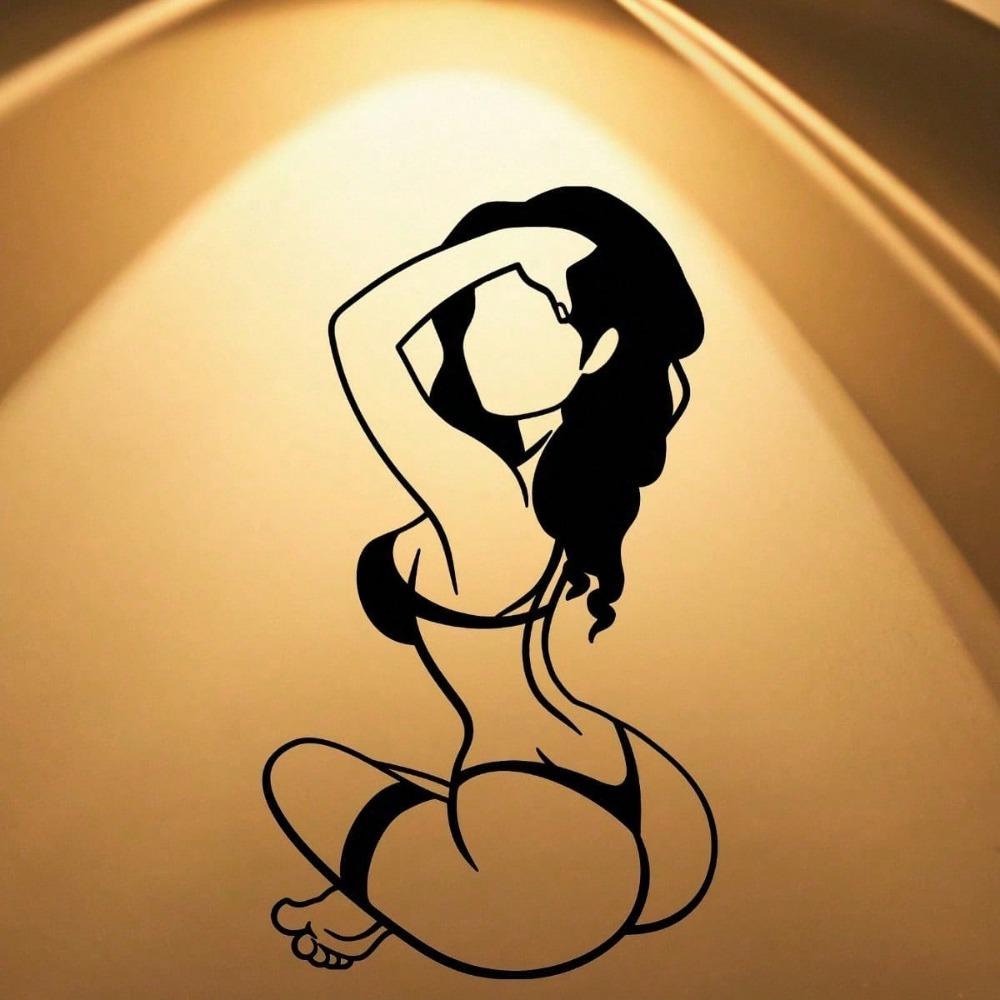 1 Stück Metall Wanddekoratives Gemälde - Abstrakte Bikini-Damen-Silhouette in Schwarzweiß