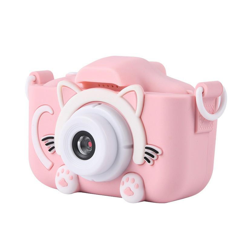 

X5S Cartoon Cat 2.0-inch IPS Screen Kids Camera Rechargeable Dual Lens HD Camera Toy Pink