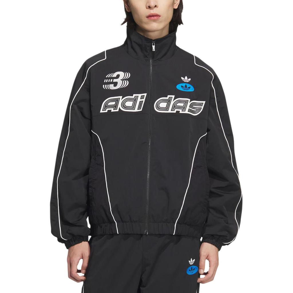 海外限定M ADIDAS レーシングジャケット black JM8033 Adidas Originals Windproof Breathable Long Sleeve Jacket Men