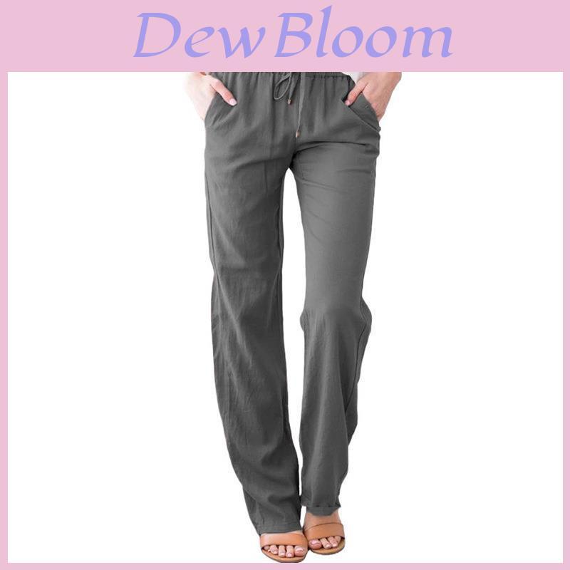 Casual Womens Cotton Linen Drawstring Wide Leg Pants For Summer Comfort