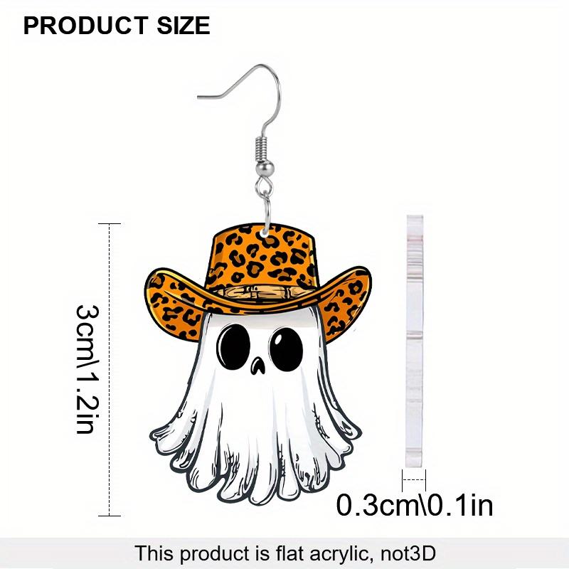 1 para Akrylowe Halloween Leopard Kapelusz Wzór Ducha Kolczyk Biżuteria Prezent dla Kobiet Dziewcząt Kobieta