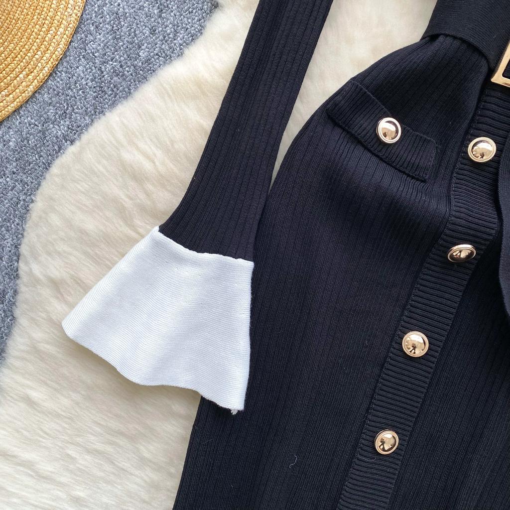 Podzim Zima Dámský Svetr s Dlouhým Rukávem Pletený Vánoční Párty Šaty Mini Krátké Pouzdrové Bodycon Šaty s Páskem