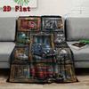 Vintage Delivery Vehicles 2D Flat Pattern Flannel Blanket, High Quality All Seasons, Home Decor, Warmth and Comfort, Perfect for Christmas Gifts.