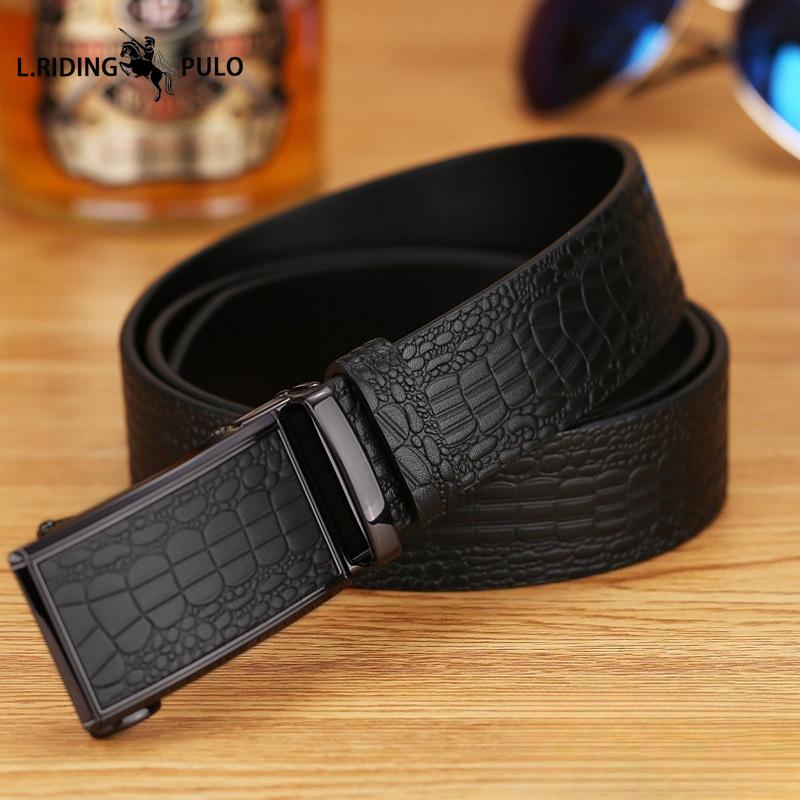 Belt Men's Business Toothless Automatic Belt Men's Crocodile Pattern Durable Leather High-end Trousers Genuine