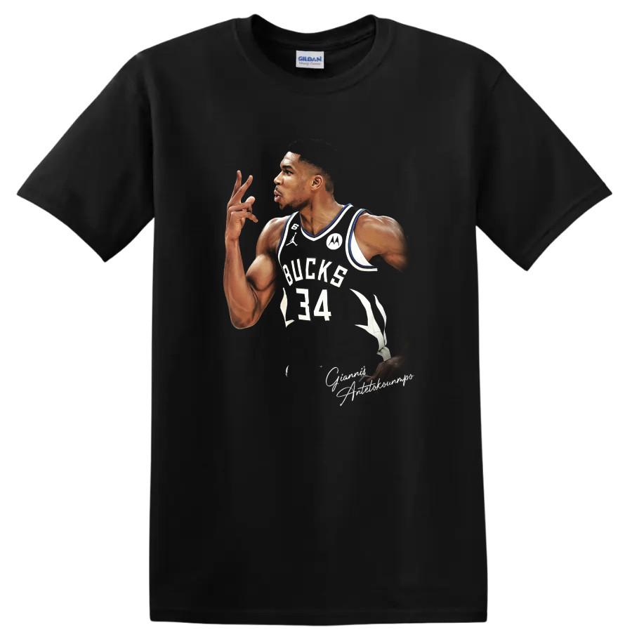 Giannis Antetokounmpo Bucks Basketball Action T Shirt 34 Superstars Tee