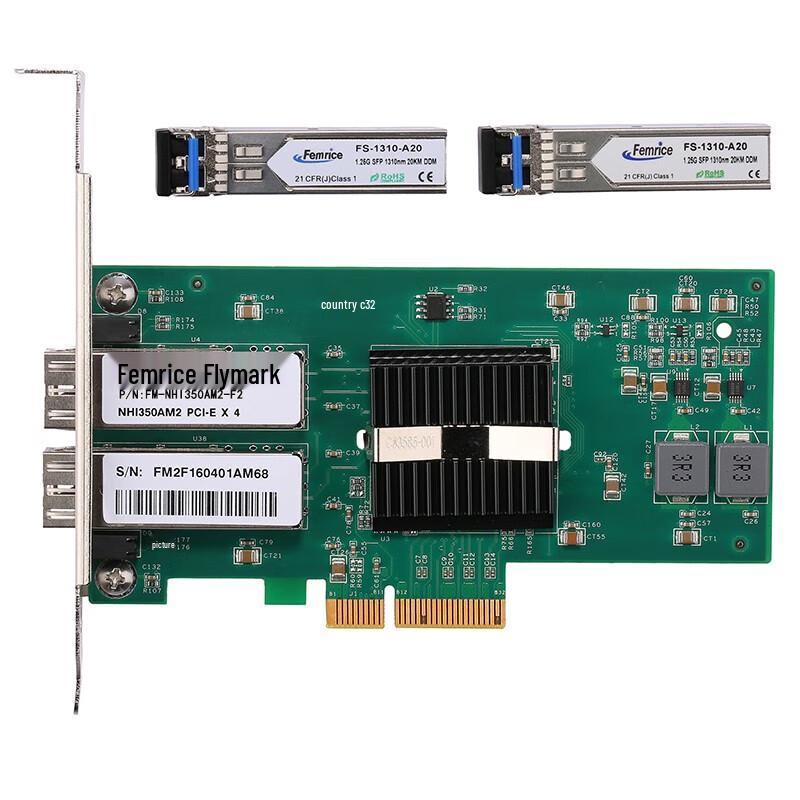 Femrice Intel I350 Dual-Port Gigabit Fiber PCI-E Server Network Card