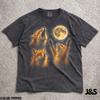 Three Fox Moon Vintage 90s Graphic T-Shirt, Retro Silly Fox Gift, Howling Red Fox Full Moon Tee, Aesthetic Galaxy Forest Nature Art