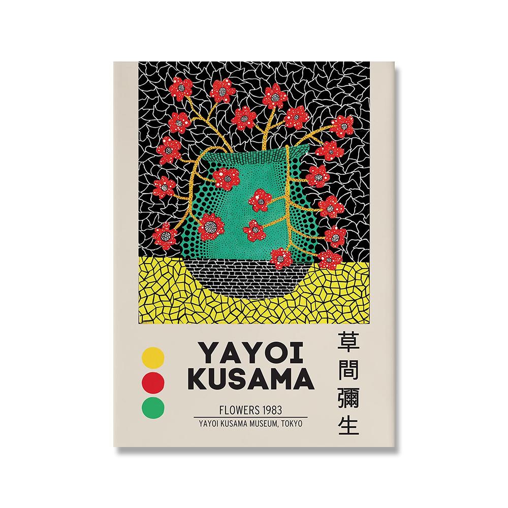 

Яёи Кусама Японская выставка современного искусства Картина на холсте Плакат Современные цветы Тыквенные точки Глаза Декор для дома Настенные принты 40x60cm No Framed