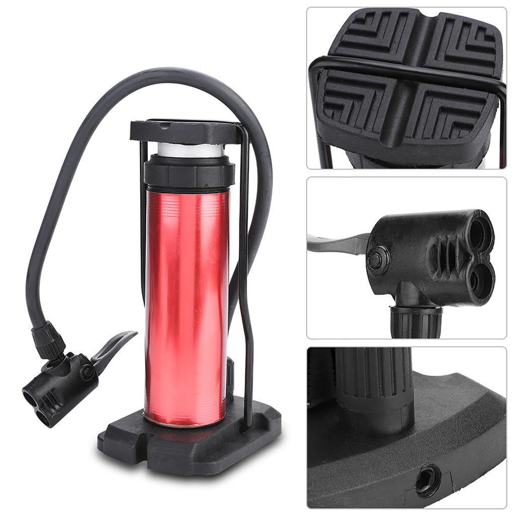 Bike Pump Portable Motorcycle Foot Pumps Aluminum Alloy (Black)