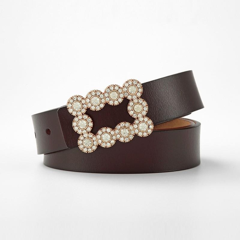 Women's Genuine Leather Belt Cowhide Wide Belt Women's Decorative Versatile Jeans Dress Running Belt