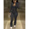 Women's Slim Fit Two-Piece Tracksuit Long Sleeve Zip Front Cardigan Top High Waist Flare Pants Streetwear Loungewear Set
