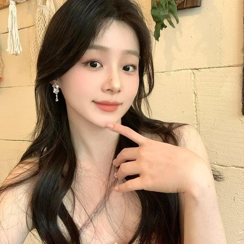 Cute Zircon Flower Tassel Earrings, High-End Lady's Elegant Stud Earrings, Elegant Jewelry for Women, Fashionable Exquisite Gift
