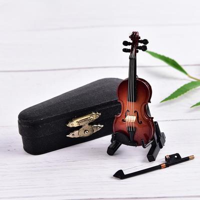 1 juego de mini violín y guitarra con estuche, ideal como regalo, miniatura de madera para casa de muñecas, juguete para niños.