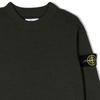 Stone Island Sweater Kids FW22 Solid Color Logo Embroidery Crew Neck Pullover Wool Sweater Kids sweater Green 7716505A7-V0058