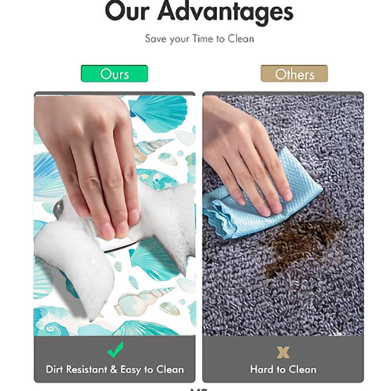 Shells Pattern Rug For Bath And Kitchen Super Absorbent Quick Dry Rubber Backed Dirt Resistant Bath Rugs Mats