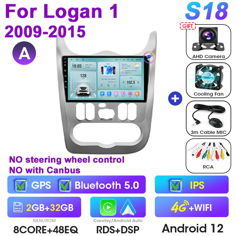 2 Din Android 12 Car Radio For Renault Logan 1 Sandero 2009-2015 Largus Dacia Duster Multimedia Video Player Carplay Auto Stereo