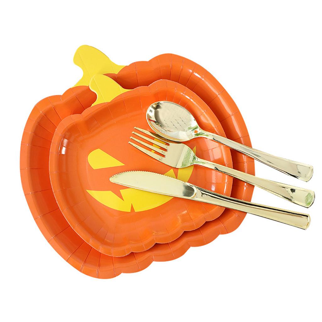 10 Pieces/set Halloween Pumpkin Paper Plate Tray Home Decor Dinner Plate Home Party Dining Room Decoration 2 Sizes
