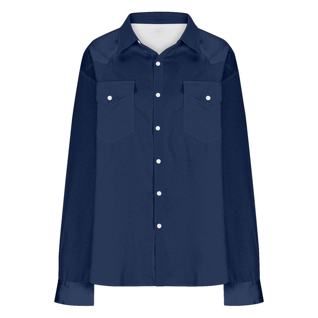 Men's Loose Classic Lapel Multi-pocket Industrial Work Shirt Top