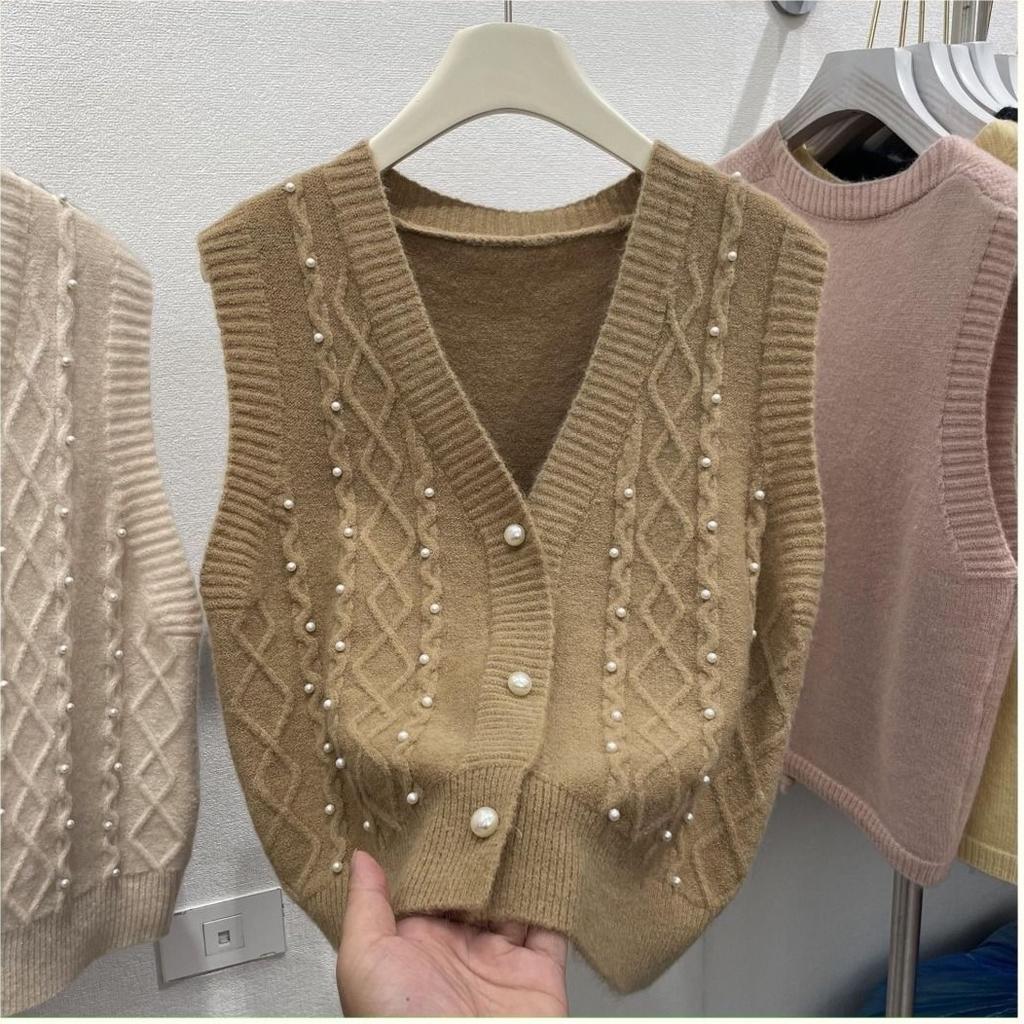 Spring and Autumn Women's V-neck Knitted Cardigan Vest Women's Outerwear Small Tank Top