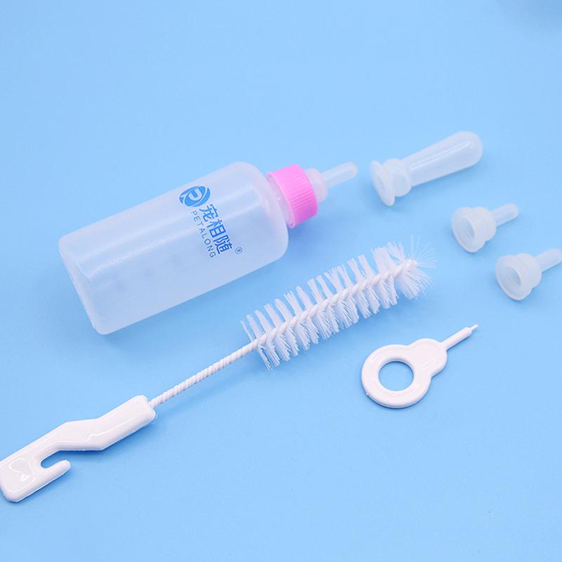 Pet Nursing Feeding Bottle with Cleaning Brush Pacifier Kit for Dog Puppy Cat