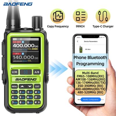 BAOFENG UV-5R Mini Walkie Talkie Air Band Bluetooth Programming Wireless Copy Frequency 999CH Full Band Long Range Two Way Radio