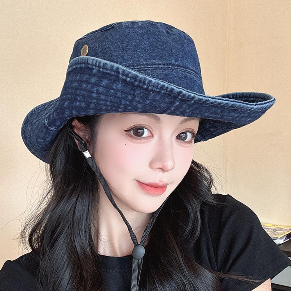 Anti-UV Mountaineering Caps Western Cowboy Panama Hat Portable Summer Bucket Hat  Camping Hiking