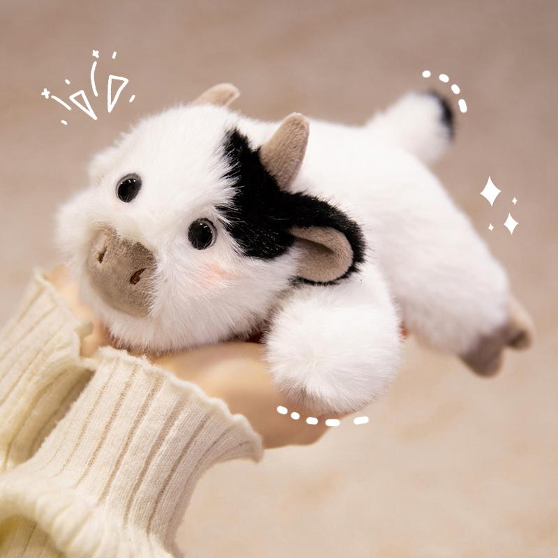 Super Cute Mini Palm Pets Series Plush Toys Fluffy Cartoon Lie Prone Frog Horse Duck Cow Toys Kawaii Desktop Decor Nice Gift