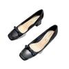 Versatile French Apricot Square Head Thick Heel High Heels, New Temperament Soft Leather Professional Light Mouth Single Shoes In Autumn 2025